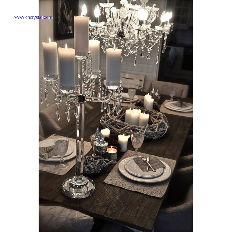 5 arms crystal candelabra