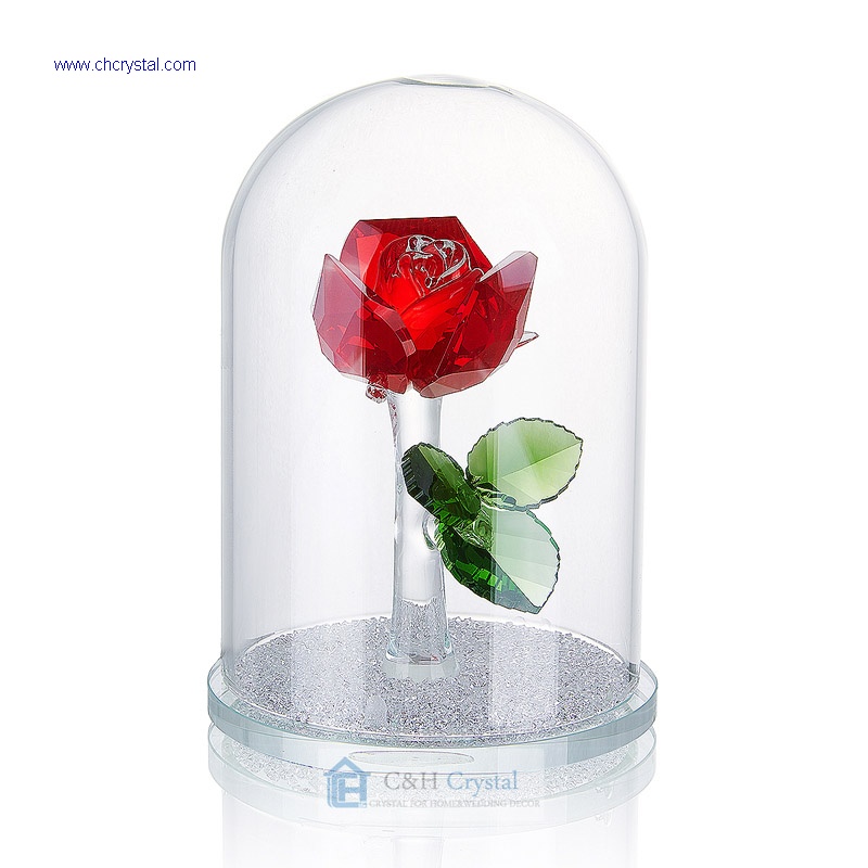 crystal red flower gift