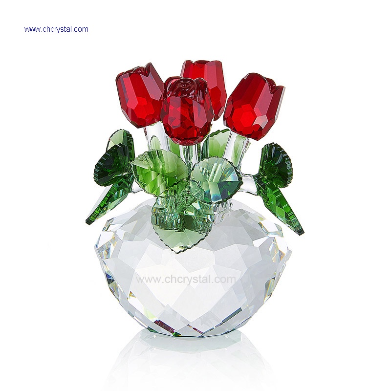 crystal red flower gift