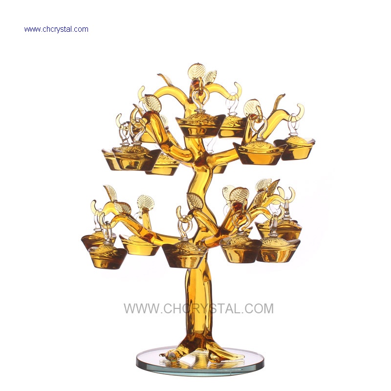 crystal gold ingot tree with 18pcs gold ingots