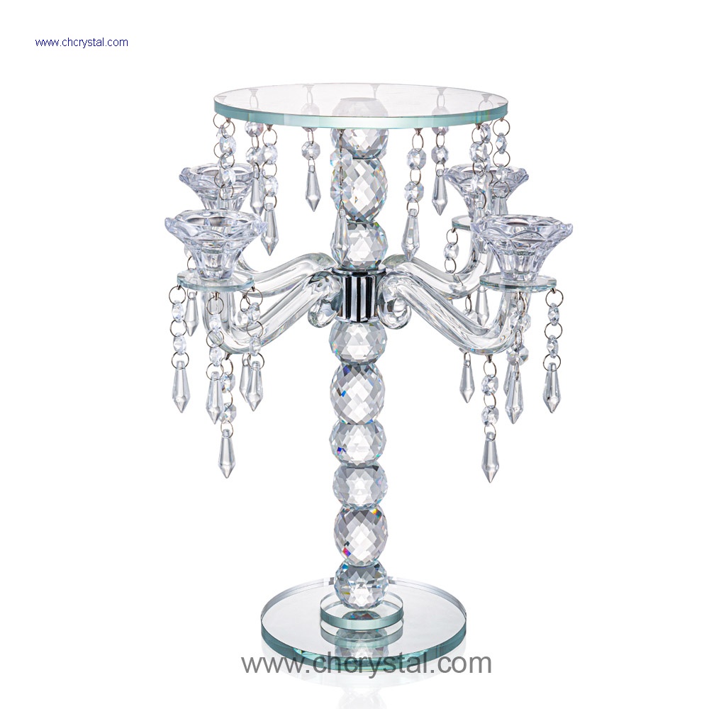 crystal candelabra and cake stand