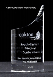crystal trophy and award
