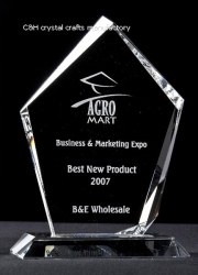crystal trophy and award
