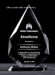 crystal trophy and award