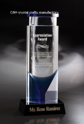 crystal trophy and award