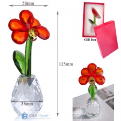 crystal red flower gift