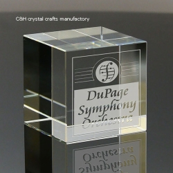 crystal cube with 3d logo