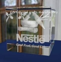 crystal cube with 3d logo