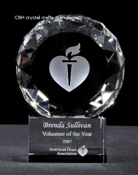 crystal trophy and award